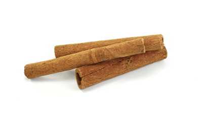 Cinnamon sticks isolated on white background with shadow. Spice Cinnamon sticks.