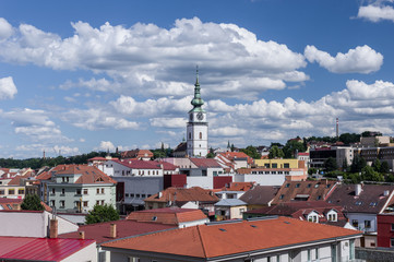 Trebic cityscape with the city tower, Czech Republic