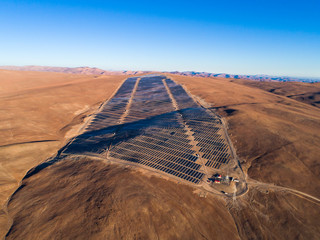 Solar Energy Photovoltaic Power Plant over Atacama desert sands, Chile. Sustainability and green...