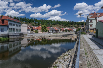 Fototapeta na wymiar River Jihlava in Trebic city Czech Republic