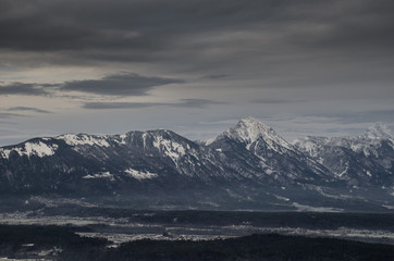 Obraz na płótnie Canvas View of the Julian Alps, Slovenia, in winter