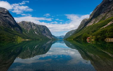 Naklejka na ściany i meble View on Jolstravatn lake, Jolster, Norway. July 2019