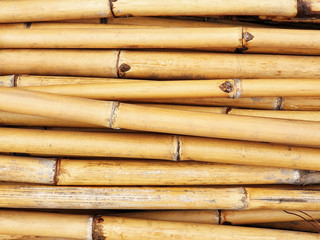 Bamboo wallpaper background.Long pieces of bamboo were laid horizontally. Stacks of wood
