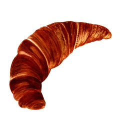 watercolor illustration. hand drawing. one croissant on a white background.