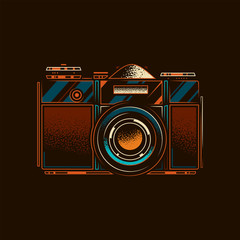 Original vector illustration.Old SLR film camera in retro style.