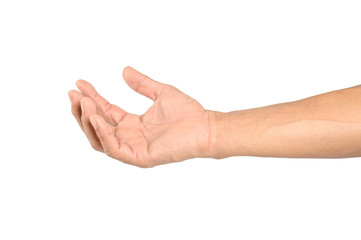 Man hand isolated on white background.