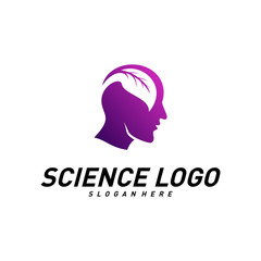 Head People with Leaf Logo Vector Template. Brain, Creative mind With Nature, learning and design icons. Man head, people symbols. Colorful Icon