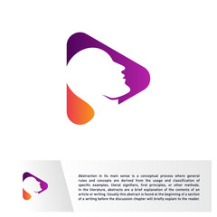 Head People with Play Logo Vector Template. Brain, Creative mind With Media Icon, learning and design icons. Man head, people symbols. Colorful Icon