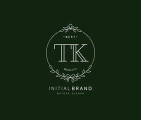 T K TK Beauty vector initial logo, handwriting logo of initial signature, wedding, fashion, jewerly, boutique, floral and botanical with creative template for any company or business.