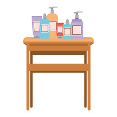 beauty salon desk with equipment