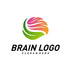 Brain with Leaf, Creative mind with Nature, learning and design icons. People symbols. Colorful Icon