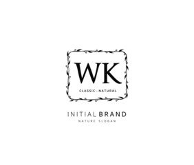 W K WK Beauty vector initial logo, handwriting logo of initial signature, wedding, fashion, jewerly, boutique, floral and botanical with creative template for any company or business.