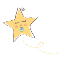 Sleeping baby star with soother in its mouth