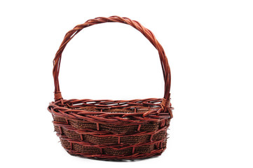 Fototapeta na wymiar Straw basket on a white background