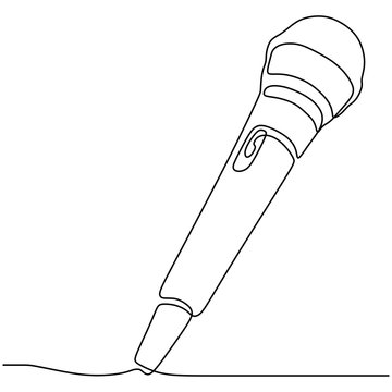 recommend clip art: one line drawing wired microphone vector illustration minimalist design