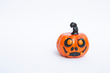 Halloween pumpkin isolate on white background, funny pumpkin face, decorate item for halloween