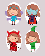 cute little girls with different costumes