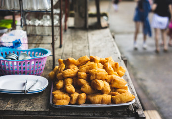 Golden crispy batter is a Chinese style breakfast.