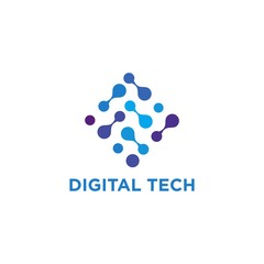 Digital Abstract Technology Logo Stock Vector 