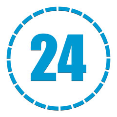 1-24 sectioned indicator circular chart, graph. Circle with 24 segments, sections info-graph element. Circular chart, graph as progress, step, completion indicator