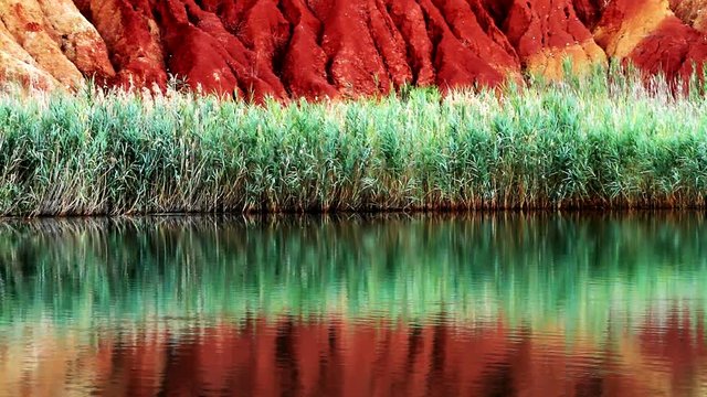 Beautiful Water Reflection of the Bauxite Lake in Otranto, Italy