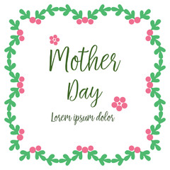 Fototapeta na wymiar Template mother day background, with design pink flower frame and green leaves. Vector