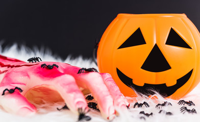 Pumpkin Jack orange color and have blood on hand this horror in Halloween day