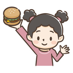 ハンバーガーを食べる女の子