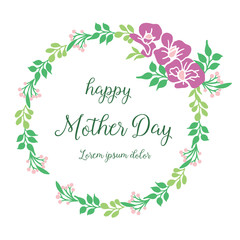 Style art of purple flower frame, for invitation card of mother day. Vector