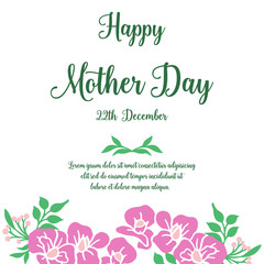 Bright purple wreath frame background, for decor greeting card mother day. Vector