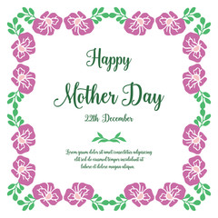 Greeting card decorative of mother day, with perfect purple flower frame. Vector
