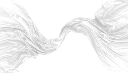 Abstract background of white wavy silk or satin. 3d rendering image.