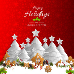 Turquoise Happy Holidays and Joyful New Year Vector Illustration. Happy holidays vector.