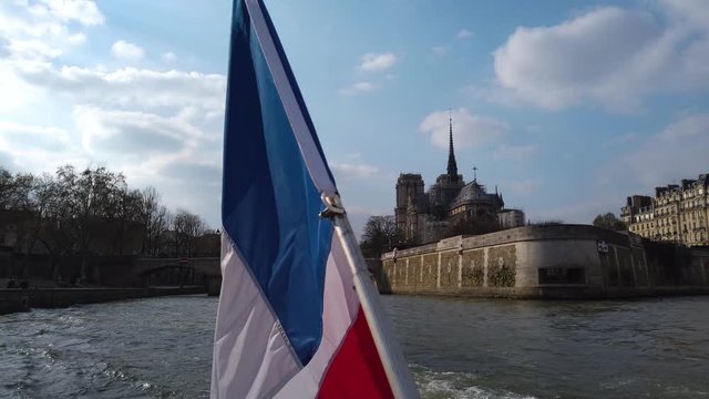 Paris City boat trip by Siene River. Royalty free cinematic Ultra HD 4K stock footage for projects about Frence, French and European history, travel, culture, architecture. 
