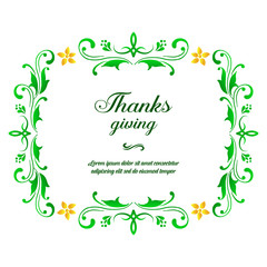 Text banner thanksgiving, with motif of yellow flower frame. Vector
