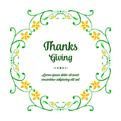 Template for poster thanksgiving, with pattern design of yellow flower frame. Vector