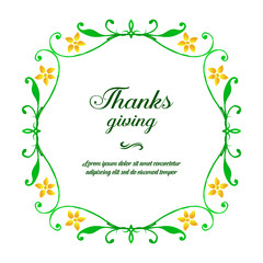 Fototapeta premium Template for poster thanksgiving, with pattern design of yellow flower frame. Vector