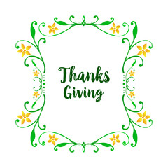 Fototapeta premium Template for poster thanksgiving, with pattern design of yellow flower frame. Vector