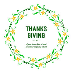 Greeting card thanksgiving background, with vintage yellow flower frame. Vector