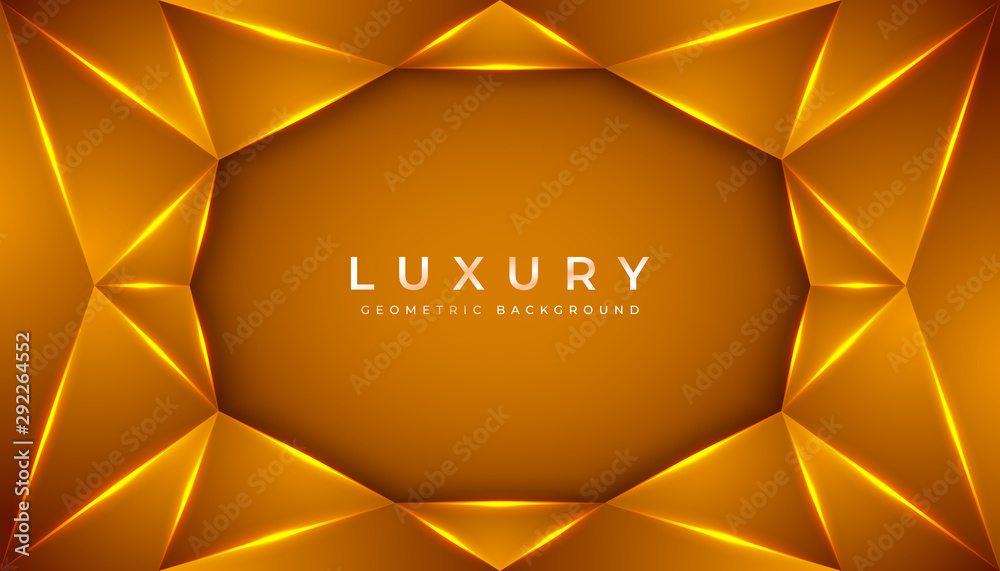 Poster luxury geometric 3d background with golden gradient composition. abstract vector background with shi