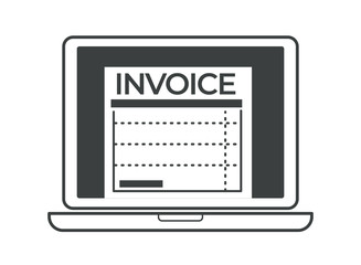 Invoice paper shown on personal computer screen vector