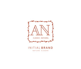 A N AN Beauty vector initial logo, handwriting logo of initial signature, wedding, fashion, jewerly, boutique, floral and botanical with creative template for any company or business.