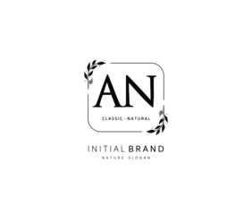 A N AN Beauty vector initial logo, handwriting logo of initial signature, wedding, fashion, jewerly, boutique, floral and botanical with creative template for any company or business.