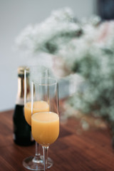 Mimosa and Flowers at Brunch