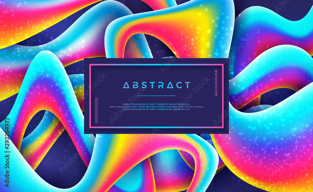 Poster abstract colorful background with 3d style and gradient color. modern wavy vector background. colorf
