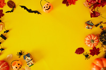 Collection of Halloween party objects forming a frame