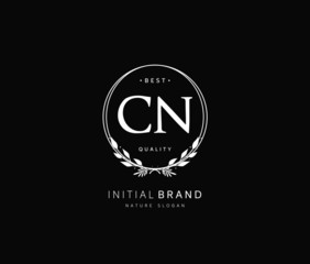 C N CN Beauty vector initial logo, handwriting logo of initial signature, wedding, fashion, jewerly, boutique, floral and botanical with creative template for any company or business.