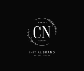 C N CN Beauty vector initial logo, handwriting logo of initial signature, wedding, fashion, jewerly, boutique, floral and botanical with creative template for any company or business.