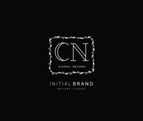 C N CN Beauty vector initial logo, handwriting logo of initial signature, wedding, fashion, jewerly, boutique, floral and botanical with creative template for any company or business.