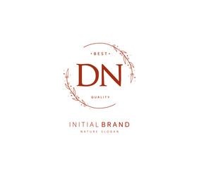 D N DN Beauty vector initial logo, handwriting logo of initial signature, wedding, fashion, jewerly, boutique, floral and botanical with creative template for any company or business.